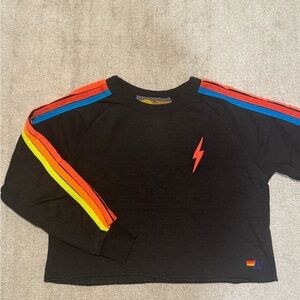 Aviator Nation Neon Stitched Lightning Bolt Sweatshirt